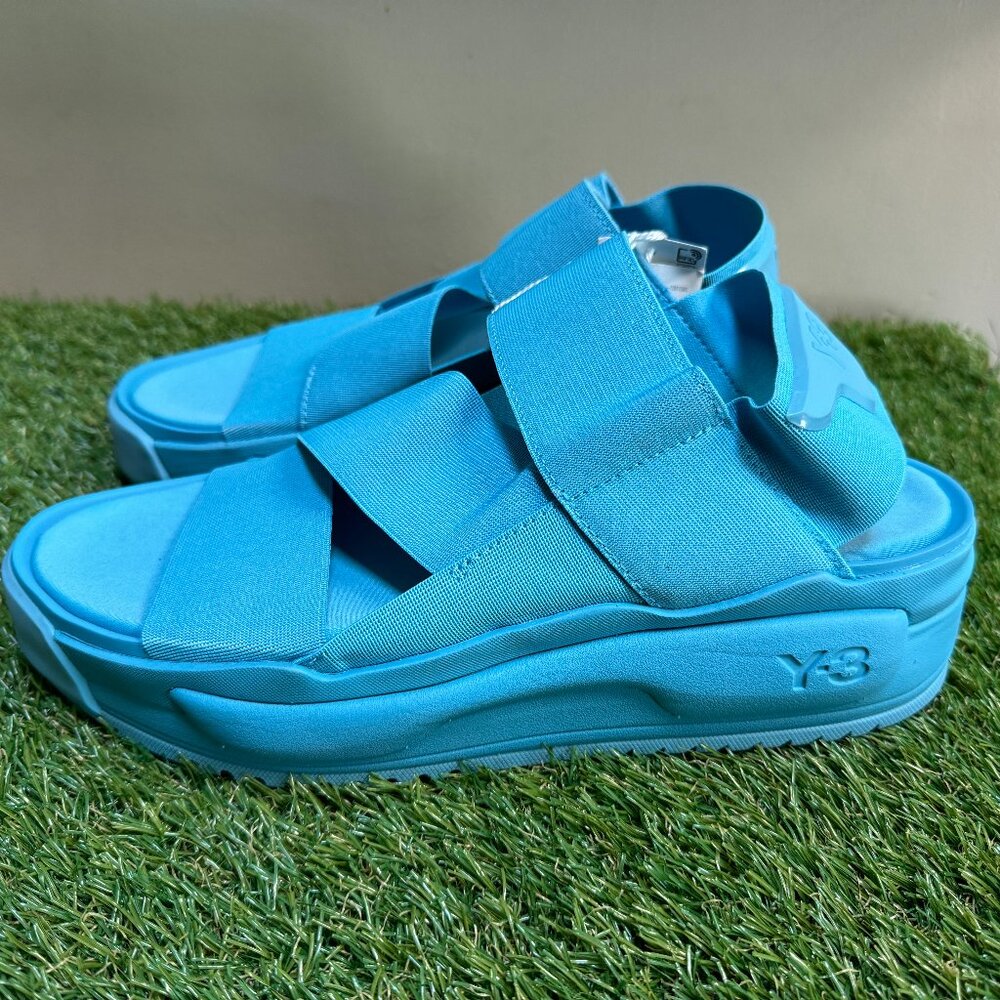 Men's Adidas Y-3 Yamamoto Rivalry Sandals Shoes Teal Blue Beach ID4455 Size 10.5